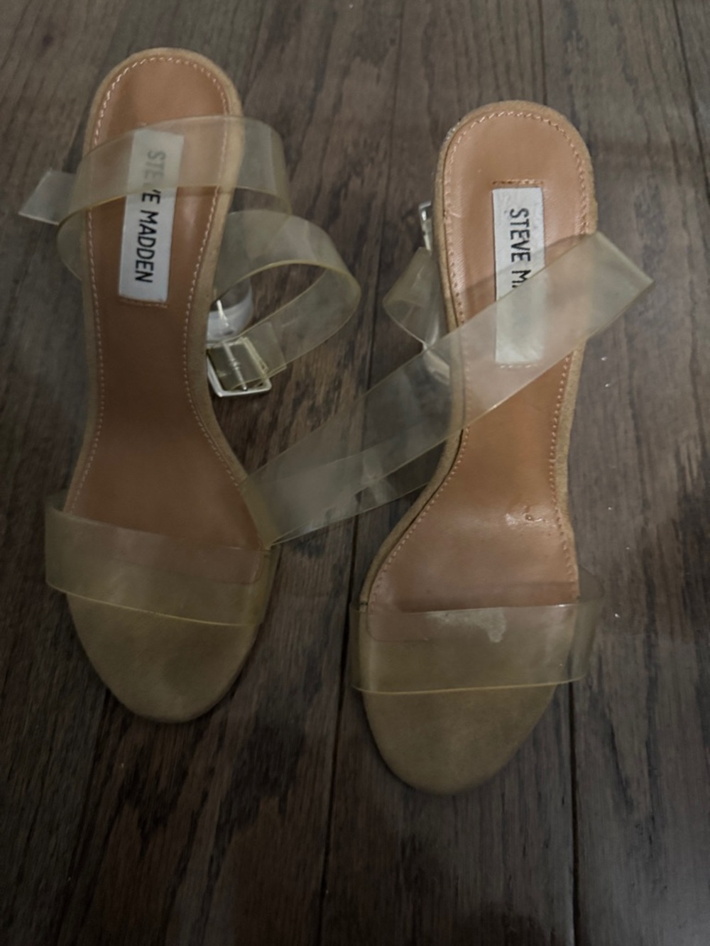 Steve Madden Clear Strap Sandal with Tan Footbed